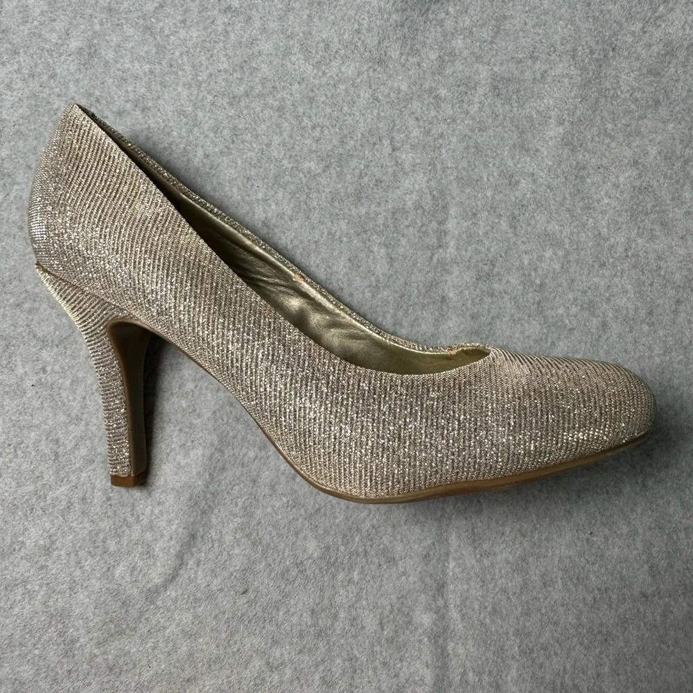Kelly Katie Women's Glitter Heels Sparkle Pumps Champagne Gold Size 8.5
